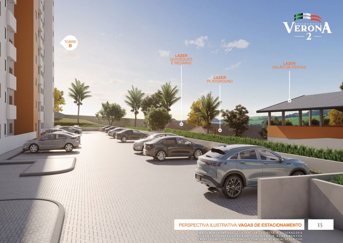 Perspectiva de área de estacionamento