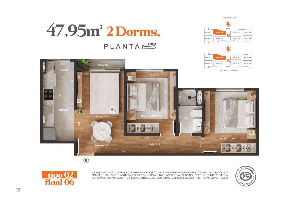 Outra opção de planta de apartamento do book